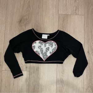 Ooh! La, La! Couture black crop top with heart graphic